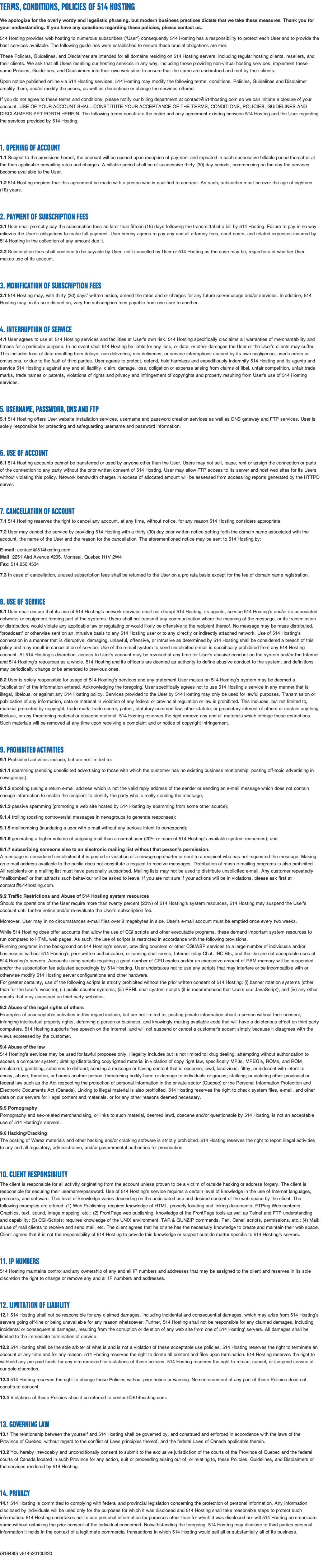 Terms and conditions